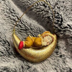 Vintage Baby Sleeping On Moon Christmas Ornament